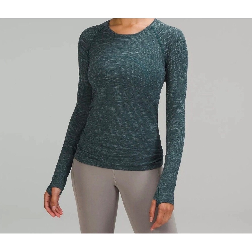 Lululemon Swiftly Tech Long Sleeve Shirt 2.0 Teal Green Gray Size 16